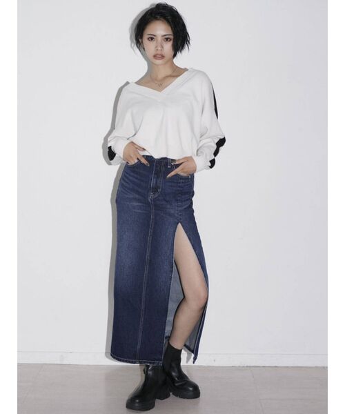 GYDA（ジェイダ）の「スリーブライン Vネックショートニットトップス（ニット/セーター・レディース・ブラック/グレー/オフホワイト/ピンク・FREE）」の16枚目の写真