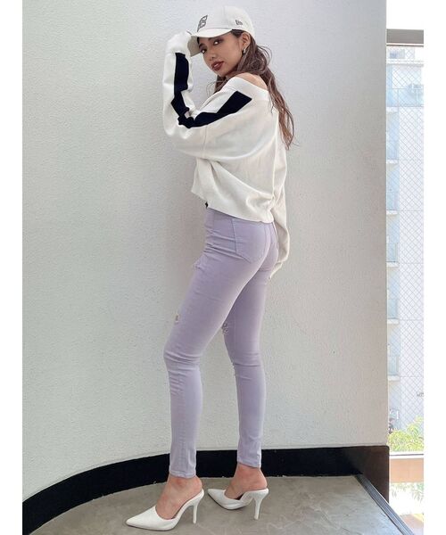 GYDA（ジェイダ）の「スリーブライン Vネックショートニットトップス（ニット/セーター・レディース・ブラック/グレー/オフホワイト/ピンク・FREE）」の20枚目の写真