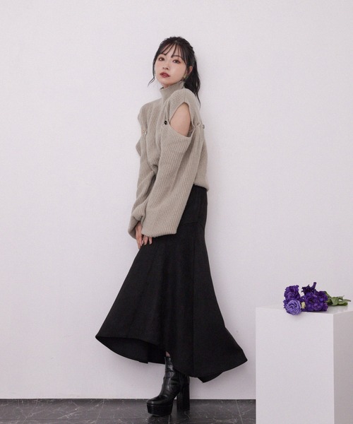 ANDGEEBEE（アンジービー）の「フェイクスウェードスカート（スカート・レディース・ブラック/アイボリー・MEDIUM）」の6枚目の写真