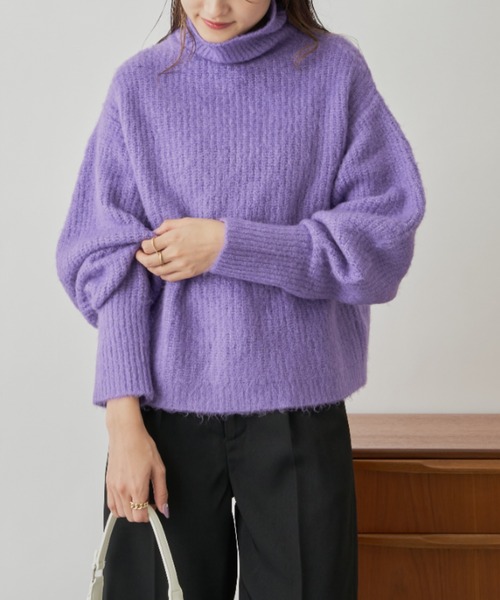 CLEARIMPRESSION （クリアインプレッション）の「ランタンスリーブニットプルオーバー（ニット/セーター・レディース・アイボリー/パープル/グレー・FREE）」の3枚目の写真