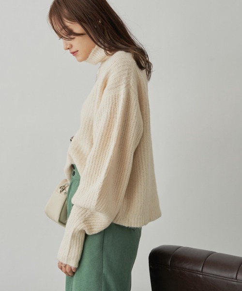 CLEARIMPRESSION （クリアインプレッション）の「ランタンスリーブニットプルオーバー（ニット/セーター・レディース・アイボリー/パープル/グレー・FREE）」の8枚目の写真