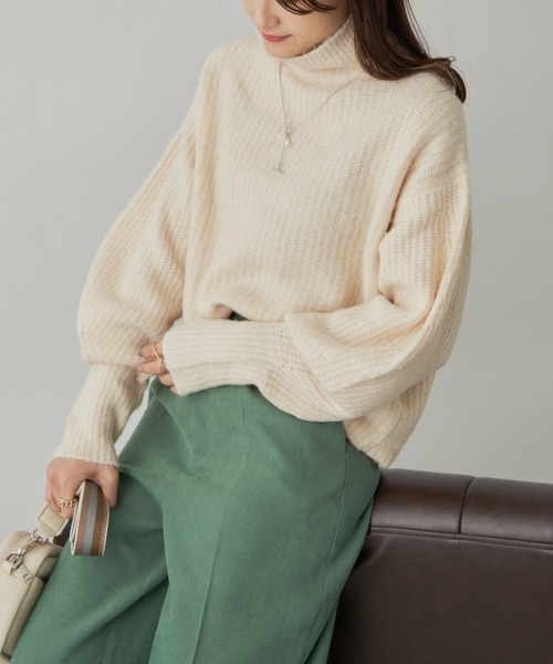 CLEARIMPRESSION （クリアインプレッション）の「ランタンスリーブニットプルオーバー（ニット/セーター・レディース・アイボリー/パープル/グレー・FREE）」の5枚目の写真