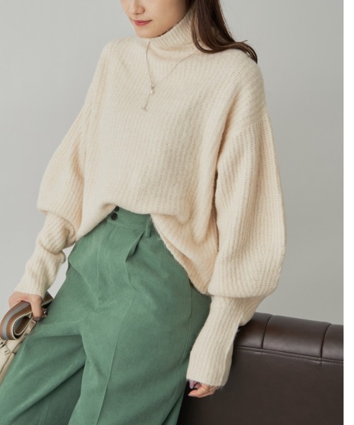 CLEARIMPRESSION （クリアインプレッション）の「ランタンスリーブニットプルオーバー（ニット/セーター・レディース・アイボリー/パープル/グレー・FREE）」の6枚目の写真