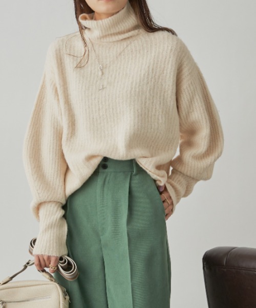 CLEARIMPRESSION （クリアインプレッション）の「ランタンスリーブニットプルオーバー（ニット/セーター・レディース・アイボリー/パープル/グレー・FREE）」の7枚目の写真