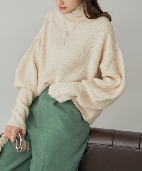 CLEARIMPRESSION （クリアインプレッション）の「ランタンスリーブニットプルオーバー（ニット/セーター・レディース・アイボリー/パープル/グレー・FREE）」の4枚目の写真