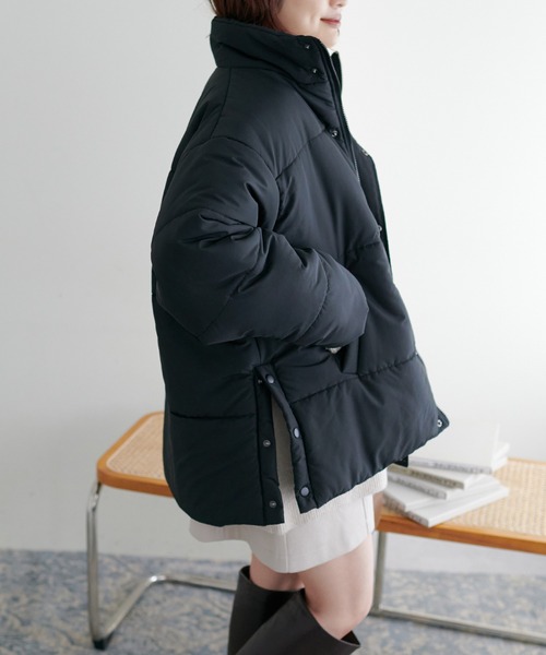 natural couture（ナチュラルクチュール）の「暖かいのに、抜け感も/サイドスリットエコダウン（ダウンジャケット/コート・レディース・ブラック/オフホワイト/ピンク/モカ・FREE）」の13枚目の写真