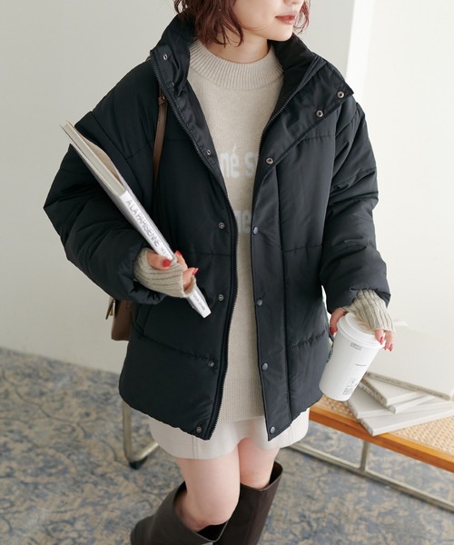 natural couture（ナチュラルクチュール）の「暖かいのに、抜け感も/サイドスリットエコダウン（ダウンジャケット/コート・レディース・ブラック/オフホワイト/ピンク/モカ・FREE）」の11枚目の写真