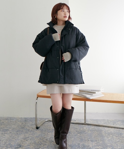 natural couture（ナチュラルクチュール）の「暖かいのに、抜け感も/サイドスリットエコダウン（ダウンジャケット/コート・レディース・ブラック/オフホワイト/ピンク/モカ・FREE）」の15枚目の写真