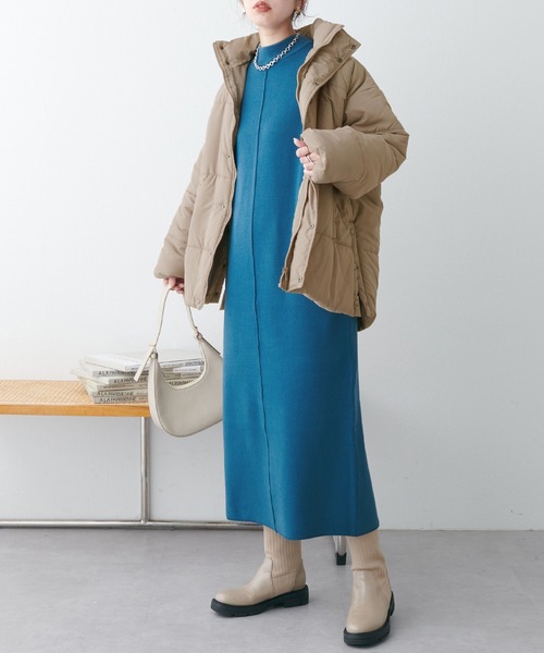 natural couture（ナチュラルクチュール）の「暖かいのに、抜け感も/サイドスリットエコダウン（ダウンジャケット/コート・レディース・ブラック/オフホワイト/ピンク/モカ・FREE）」の20枚目の写真