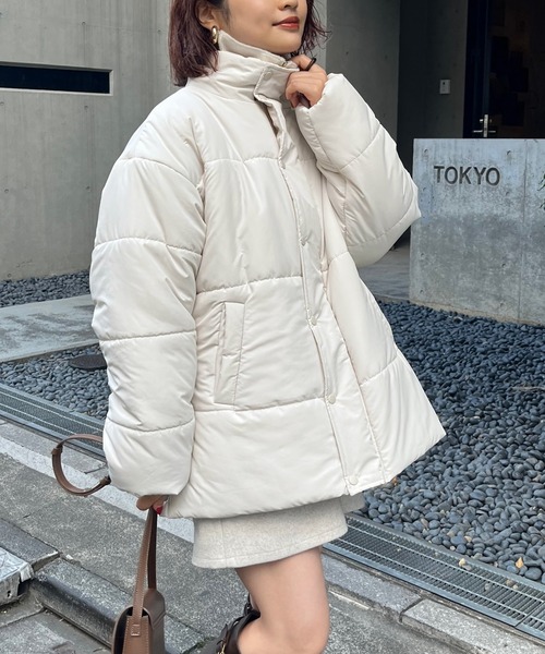 natural couture（ナチュラルクチュール）の「暖かいのに、抜け感も/サイドスリットエコダウン（ダウンジャケット/コート・レディース・ブラック/オフホワイト/ピンク/モカ・FREE）」の8枚目の写真