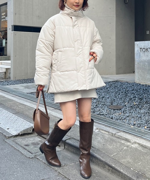 natural couture（ナチュラルクチュール）の「暖かいのに、抜け感も/サイドスリットエコダウン（ダウンジャケット/コート・レディース・ブラック/オフホワイト/ピンク/モカ・FREE）」の9枚目の写真