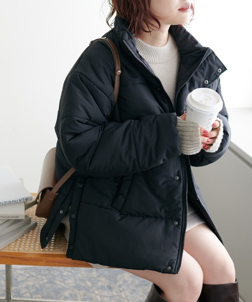 natural couture（ナチュラルクチュール）の「暖かいのに、抜け感も/サイドスリットエコダウン（ダウンジャケット/コート・レディース・ブラック/オフホワイト/ピンク/モカ・FREE）」の10枚目の写真