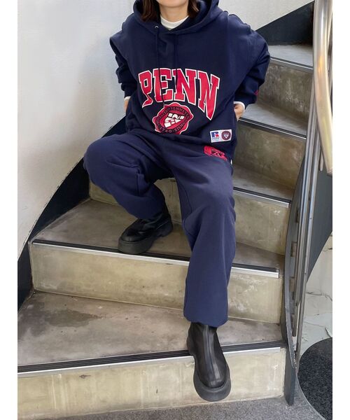 Russell Athletic（ラッセルアスレティック）の「RUSSELL別注 カレッジスウェットパンツ（スウェットパンツ・レディース・ライトグレー/ネイビー・FREE）」の14枚目の写真