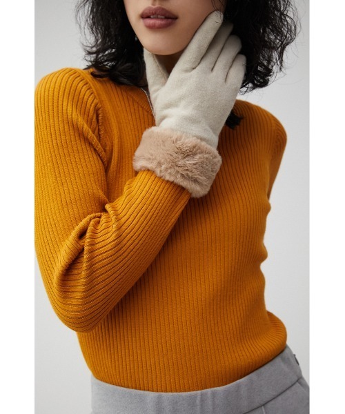 AZUL by moussy（アズールバイマウジー）の「ECOFUR GLOVES/エコファーグローブ（手袋・レディース・ライトベージュ/ブラック・FREE）」の9枚目の写真