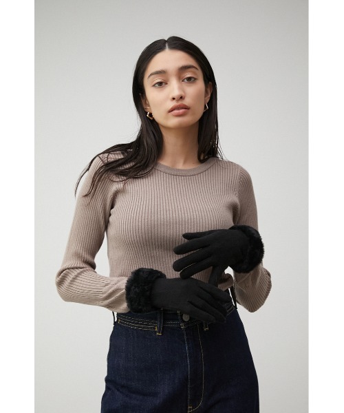 AZUL by moussy（アズールバイマウジー）の「ECOFUR GLOVES/エコファーグローブ（手袋・レディース・ライトベージュ/ブラック・FREE）」の14枚目の写真