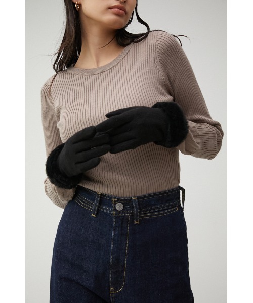 AZUL by moussy（アズールバイマウジー）の「ECOFUR GLOVES/エコファーグローブ（手袋・レディース・ライトベージュ/ブラック・FREE）」の16枚目の写真