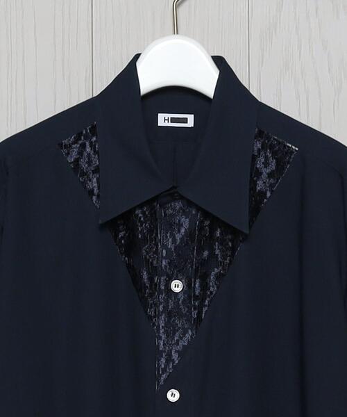 H BEAUTY&YOUTH◆LACE SHIRT/長袖シャツ/--/コットン/ネイビー/1611-299-2339 H BEAUTY&YOUTH UNITED ARROWS（エイチビューティーアンドユース