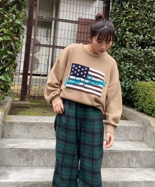 RODEO CROWNS WIDE BOWL（ロデオクラウンズワイドボウル）の「USフラッグロゴニットトップス（ニット/セーター・レディース・ブラック/ブルー/オフホワイト/ベージュ・FREE）」の12枚目の写真