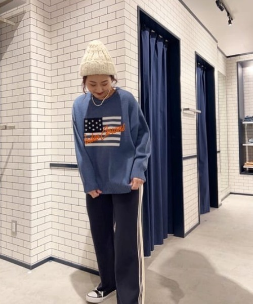 RODEO CROWNS WIDE BOWL（ロデオクラウンズワイドボウル）の「USフラッグロゴニットトップス（ニット/セーター・レディース・ブラック/ブルー/オフホワイト/ベージュ・FREE）」の15枚目の写真