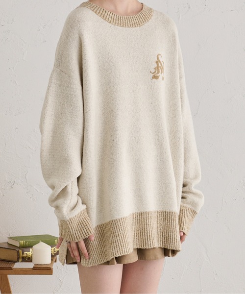 Ambre Neige(アンブルネージュ)の「メランジオーバーロゴニット/【WEB/EC限定商品】(ニット/セーター・レディース・アイボリー/ピンク・FREE)」の15枚目の写真
