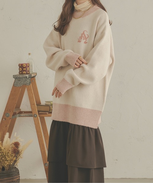 Ambre Neige(アンブルネージュ)の「メランジオーバーロゴニット/【WEB/EC限定商品】(ニット/セーター・レディース・アイボリー/ピンク・FREE)」の11枚目の写真