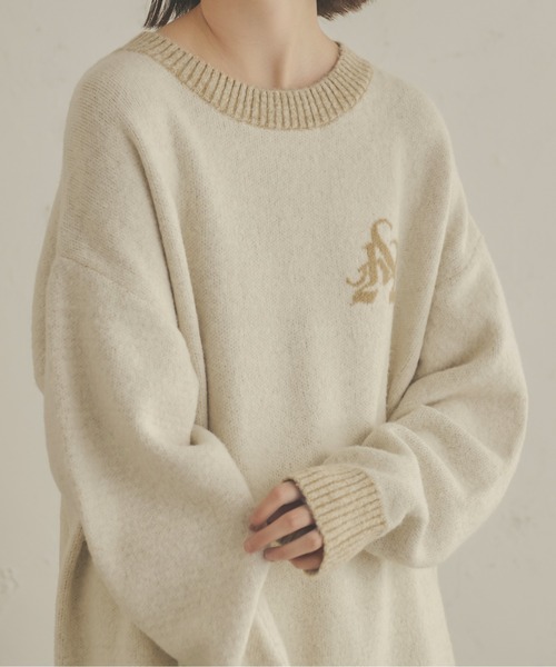 Ambre Neige(アンブルネージュ)の「メランジオーバーロゴニット/【WEB/EC限定商品】(ニット/セーター・レディース・アイボリー/ピンク・FREE)」の8枚目の写真