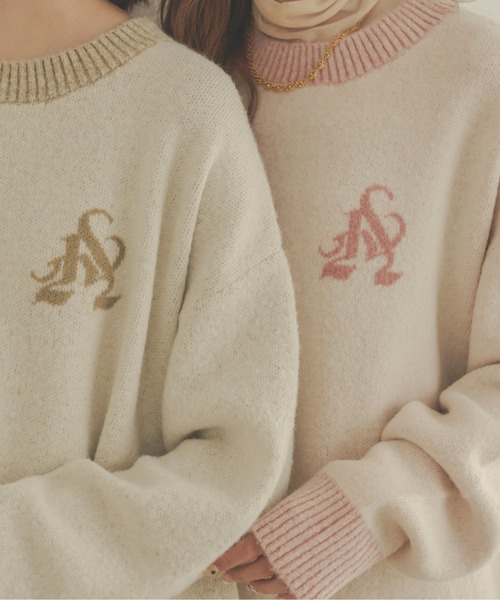 Ambre Neige(アンブルネージュ)の「メランジオーバーロゴニット/【WEB/EC限定商品】(ニット/セーター・レディース・アイボリー/ピンク・FREE)」の14枚目の写真