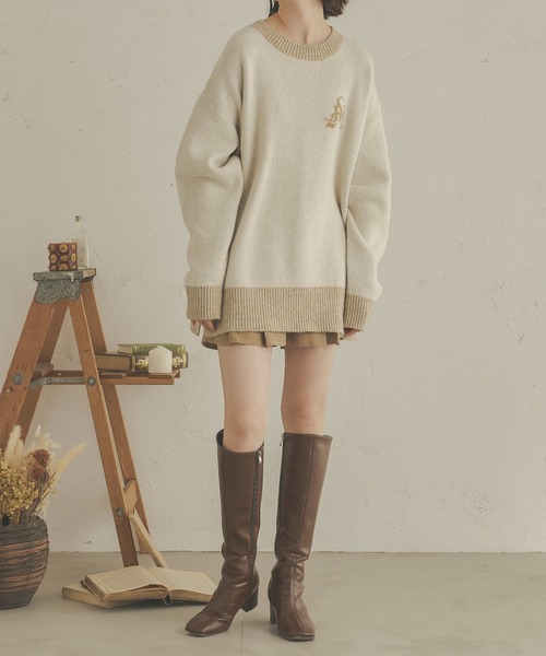 Ambre Neige(アンブルネージュ)の「メランジオーバーロゴニット/【WEB/EC限定商品】(ニット/セーター・レディース・アイボリー/ピンク・FREE)」の9枚目の写真