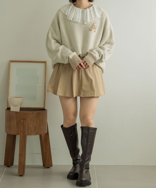 Ambre Neige(アンブルネージュ)の「メランジオーバーロゴニット/【WEB/EC限定商品】(ニット/セーター・レディース・アイボリー/ピンク・FREE)」の21枚目の写真