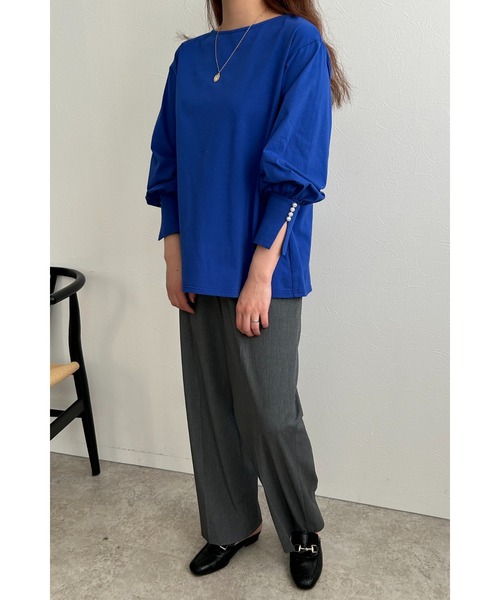 palm RICHE(ポームリシュ)の「パール付きギャザー袖カットソー(Tシャツ/カットソー・レディース・ブラック/オフホワイト/ブルー・M)」の14枚目の写真