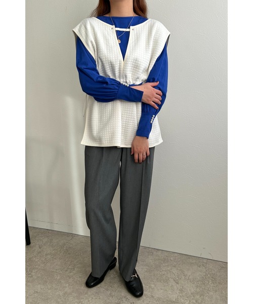 palm RICHE(ポームリシュ)の「パール付きギャザー袖カットソー(Tシャツ/カットソー・レディース・ブラック/オフホワイト/ブルー・M)」の20枚目の写真