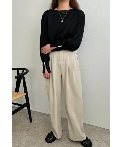 palm RICHE(ポームリシュ)の「パール付きギャザー袖カットソー(Tシャツ/カットソー・レディース・ブラック/オフホワイト/ブルー・M)」の22枚目の写真
