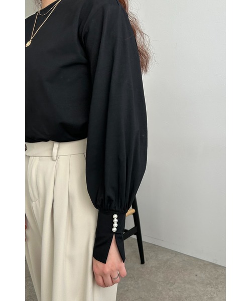 palm RICHE(ポームリシュ)の「パール付きギャザー袖カットソー(Tシャツ/カットソー・レディース・ブラック/オフホワイト/ブルー・M)」の21枚目の写真