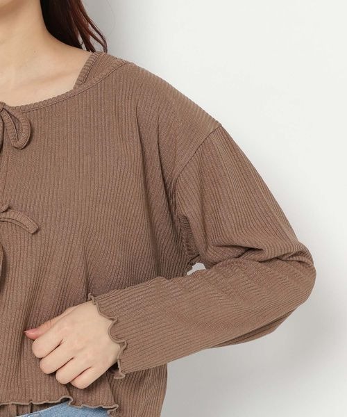 mysty woman（ミスティウーマン）の「【手洗い可】マルチツインLSリボンカーディガン　184575（カーディガン/ボレロ・レディース・モカ/イエロー/アイボリー/ライトブルー・FREE）」の14枚目の写真