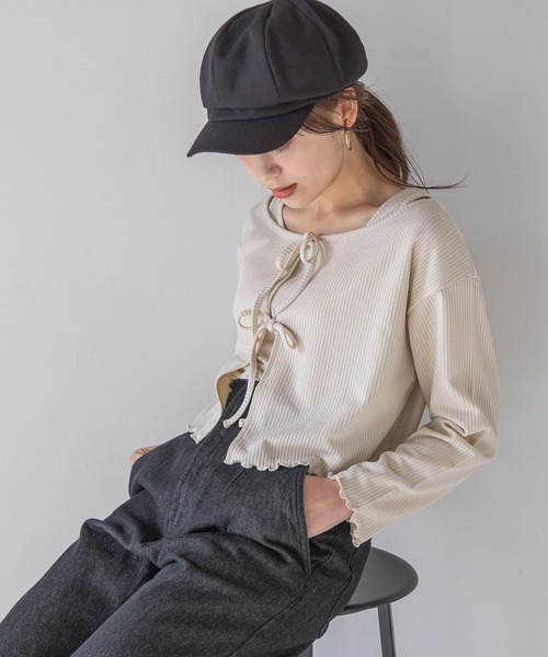 mysty woman（ミスティウーマン）の「【手洗い可】マルチツインLSリボンカーディガン　184575（カーディガン/ボレロ・レディース・モカ/イエロー/アイボリー/ライトブルー・FREE）」の21枚目の写真