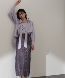 NATURAL BEAUTY BASIC | リーフスカラップマキシスカート(スカート)