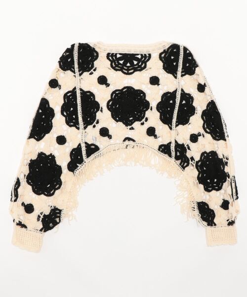 clear（クリア）の「配色クロシェ編みニットトップス（ニット/セーター・レディース・ブラック/オレンジ/グリーン・F）」の13枚目の写真