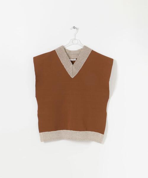 LAATO(ラート)の「KNIT VEST(ニット/セーター・レディース・カーキ/グレー系その他/ブラウン・FREE)」の1枚目の写真