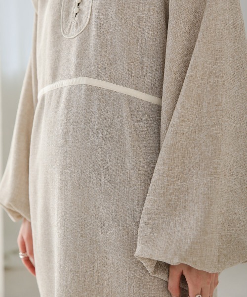 Bibiy. ツイードワンピース セール】【低身長向けサイズあり】配色パイピングツイードワンピース