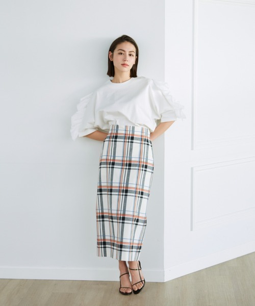 Luftrobe（ルフトローブ）の「スーピマコットン ラッフルスリーブカットソー（Tシャツ/カットソー・レディース・ブラック/オフホワイト・9号）」の14枚目の写真