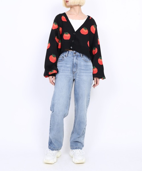 PUNYUS（プニュズ）の「フード柄ショートニットカーディガン（カーディガン/ボレロ・レディース・ブラック系その他/ブラック/ピンク/グリーン・4/3）」の6枚目の写真