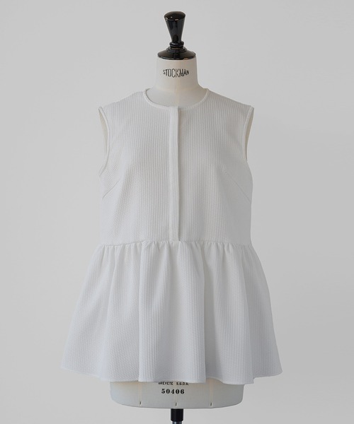 ELFRANK（エルフランク）の「ノースリーブペプラムジャガードブラウス（シャツ/ブラウス・レディース・ブラック/オフホワイト/カーキ/グリーン・FREE）」の13枚目の写真