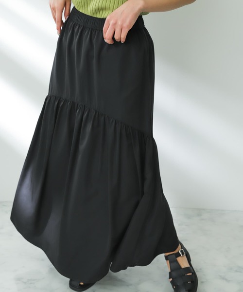 SENSE OF PLACE by URBAN RESEARCH（センスオブプレイスバイアーバンリサーチ）の「メモリータフタティアードスカート（スカート・レディース・ブラック/オフホワイト・SMALL/MEDIUM）」の18枚目の写真
