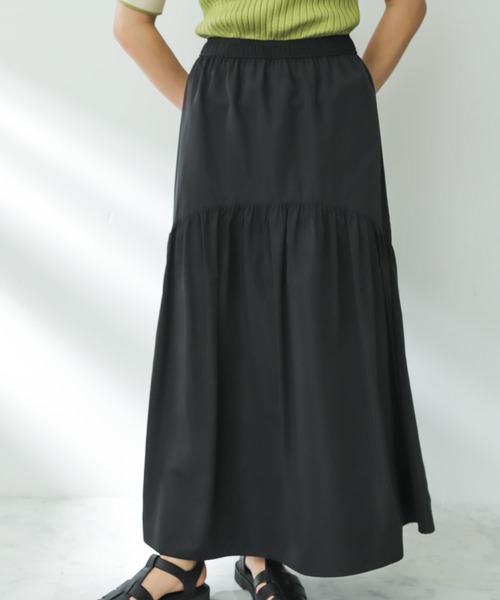 SENSE OF PLACE by URBAN RESEARCH（センスオブプレイスバイアーバンリサーチ）の「メモリータフタティアードスカート（スカート・レディース・ブラック/オフホワイト・SMALL/MEDIUM）」の20枚目の写真