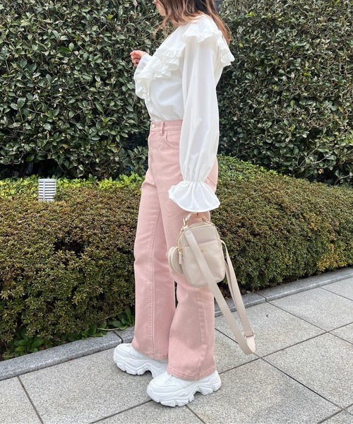 OLIVE des OLIVE(オリーブデオリーブ)の「【WEB限定】ラッフルケープカラーブラウス(シャツ/ブラウス・レディース・ドット/スミクロ/オフホワイト・FREE)」の10枚目の写真
