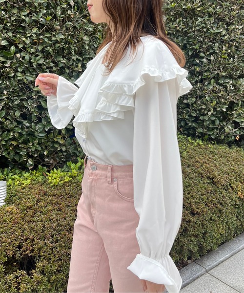 OLIVE des OLIVE(オリーブデオリーブ)の「【WEB限定】ラッフルケープカラーブラウス(シャツ/ブラウス・レディース・ドット/スミクロ/オフホワイト・FREE)」の18枚目の写真