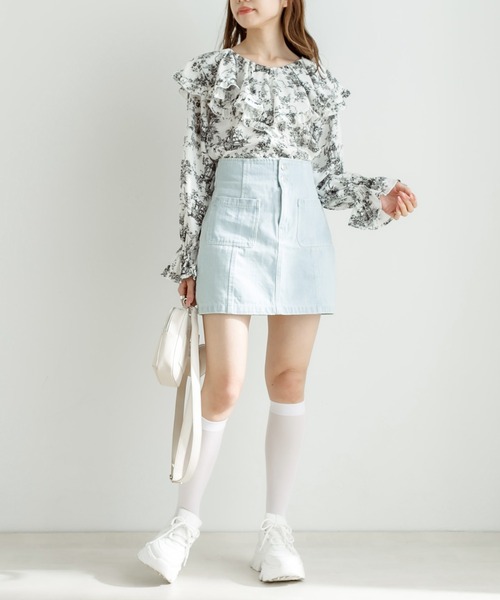 OLIVE des OLIVE(オリーブデオリーブ)の「【WEB限定】ラッフルケープカラーブラウス(シャツ/ブラウス・レディース・ドット/スミクロ/オフホワイト・FREE)」の21枚目の写真