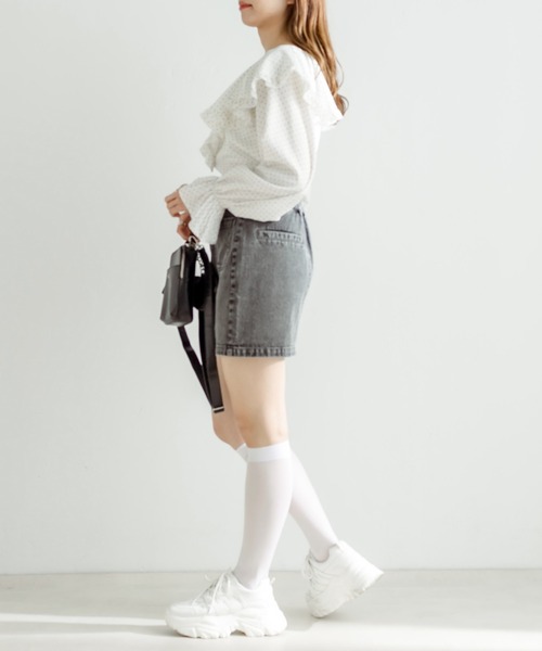 OLIVE des OLIVE(オリーブデオリーブ)の「【WEB限定】ラッフルケープカラーブラウス(シャツ/ブラウス・レディース・ドット/スミクロ/オフホワイト・FREE)」の8枚目の写真
