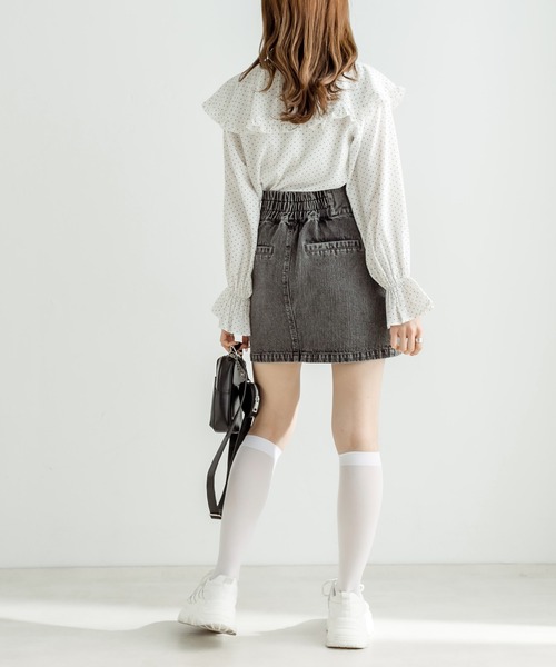 OLIVE des OLIVE(オリーブデオリーブ)の「【WEB限定】ラッフルケープカラーブラウス(シャツ/ブラウス・レディース・ドット/スミクロ/オフホワイト・FREE)」の22枚目の写真