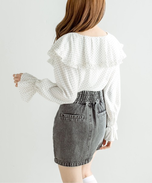 OLIVE des OLIVE(オリーブデオリーブ)の「【WEB限定】ラッフルケープカラーブラウス(シャツ/ブラウス・レディース・ドット/スミクロ/オフホワイト・FREE)」の12枚目の写真